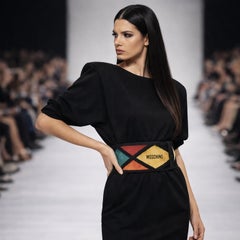 Moschino 1980 Vintage Arlecchino Cintura larga in pelle scamosciata Redwall Italia 4.5