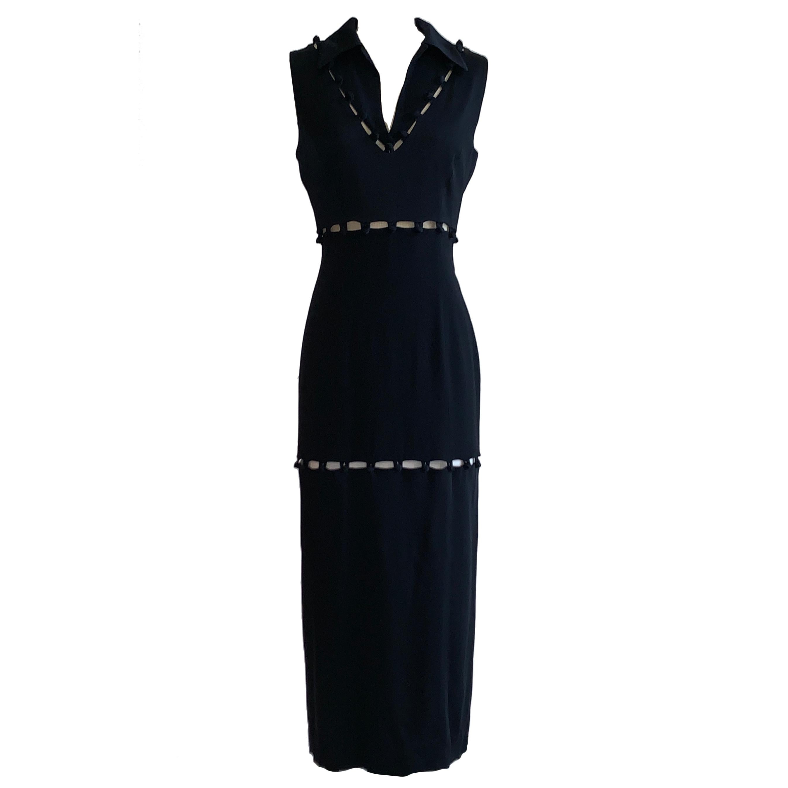 Moschino 1990s Black Convertible Button Off Maxi Dress Gown 
