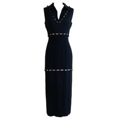 Moschino 1990s Black Convertible Button Off Maxi Dress Gown 