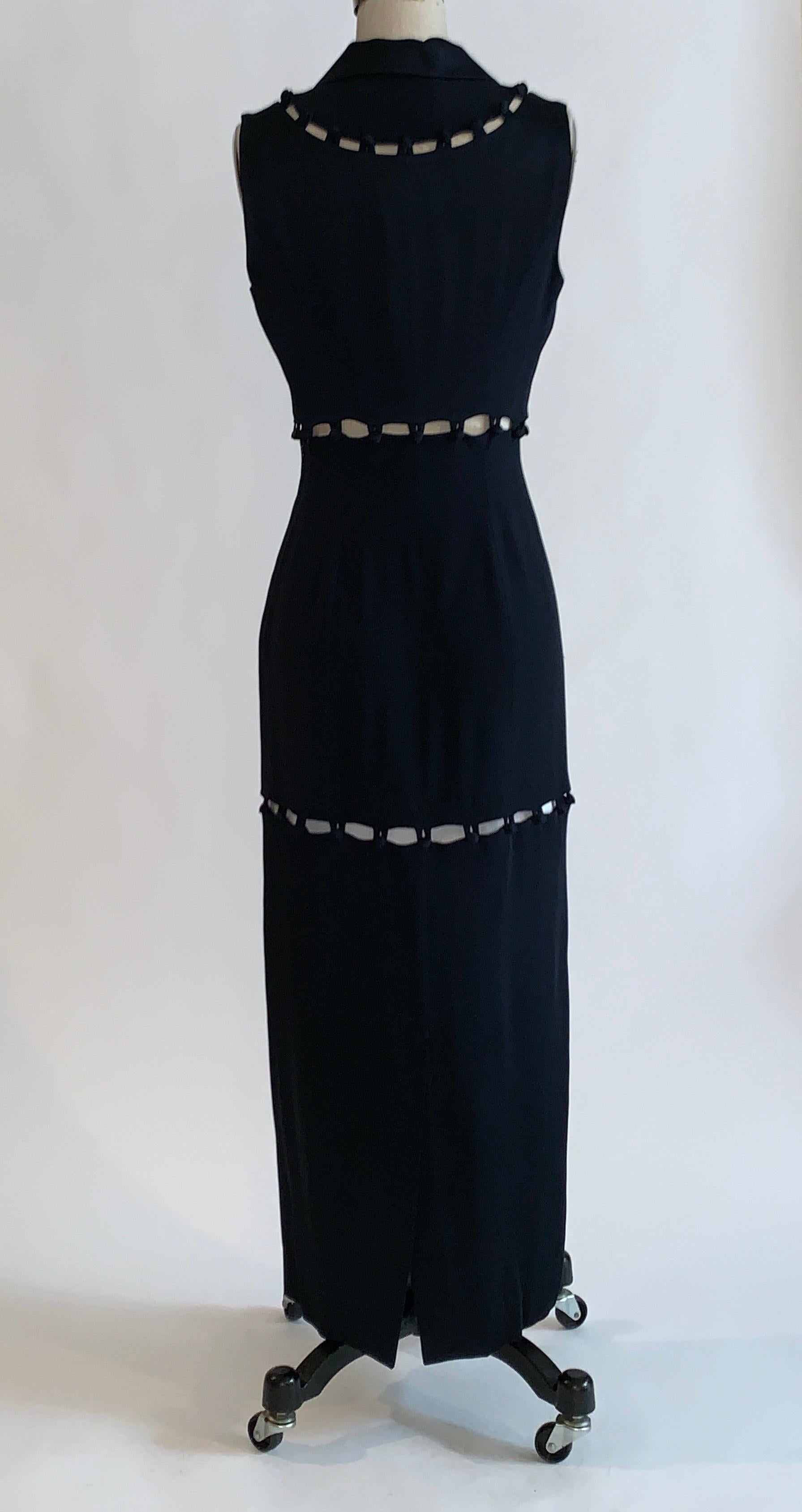 Women's Moschino 1990s Black Convertible Button Off Maxi Dress Gown 