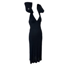 Moschino 1990's Schwarzes Midikleid aus Krepp mit Rettungsring