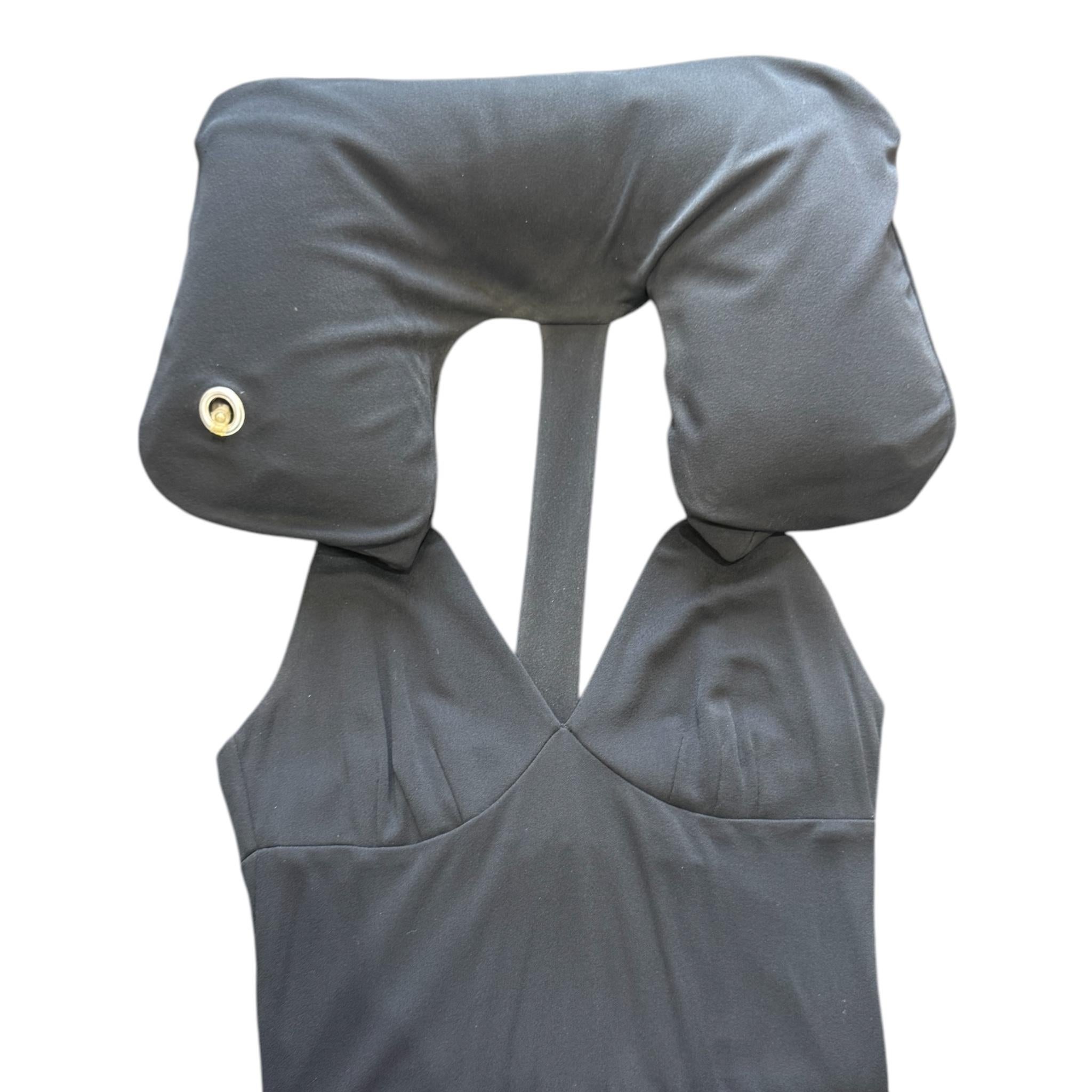 Moschino 1990's Schwarzes Midikleid aus Krepp mit Rettungsring im Angebot 1