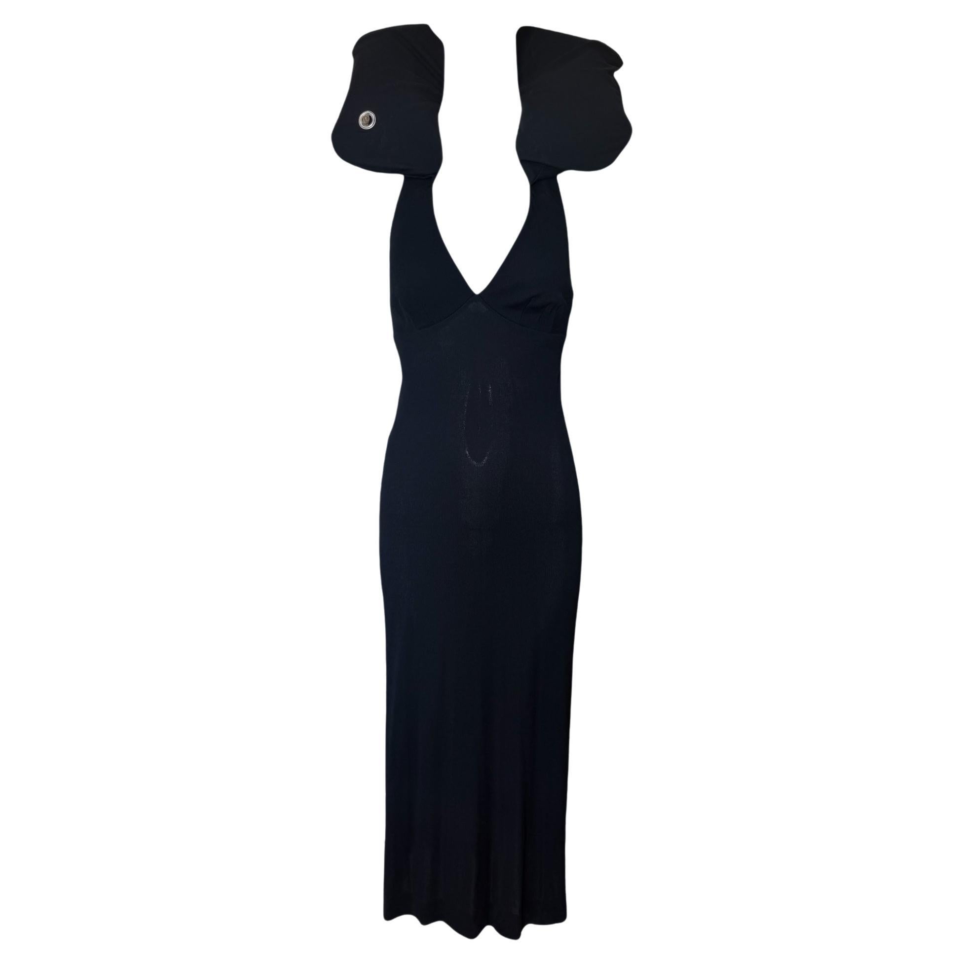 Moschino 1990
s - Robe midi en crêpe Life Preserver noir