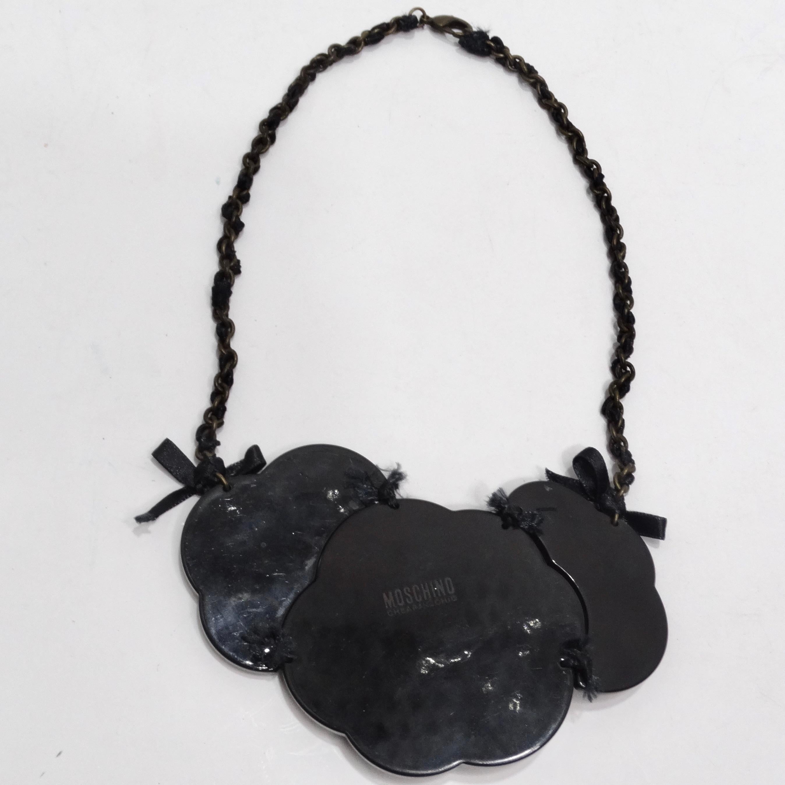 Moschino 1990s Black Flower Necklace For Sale 6