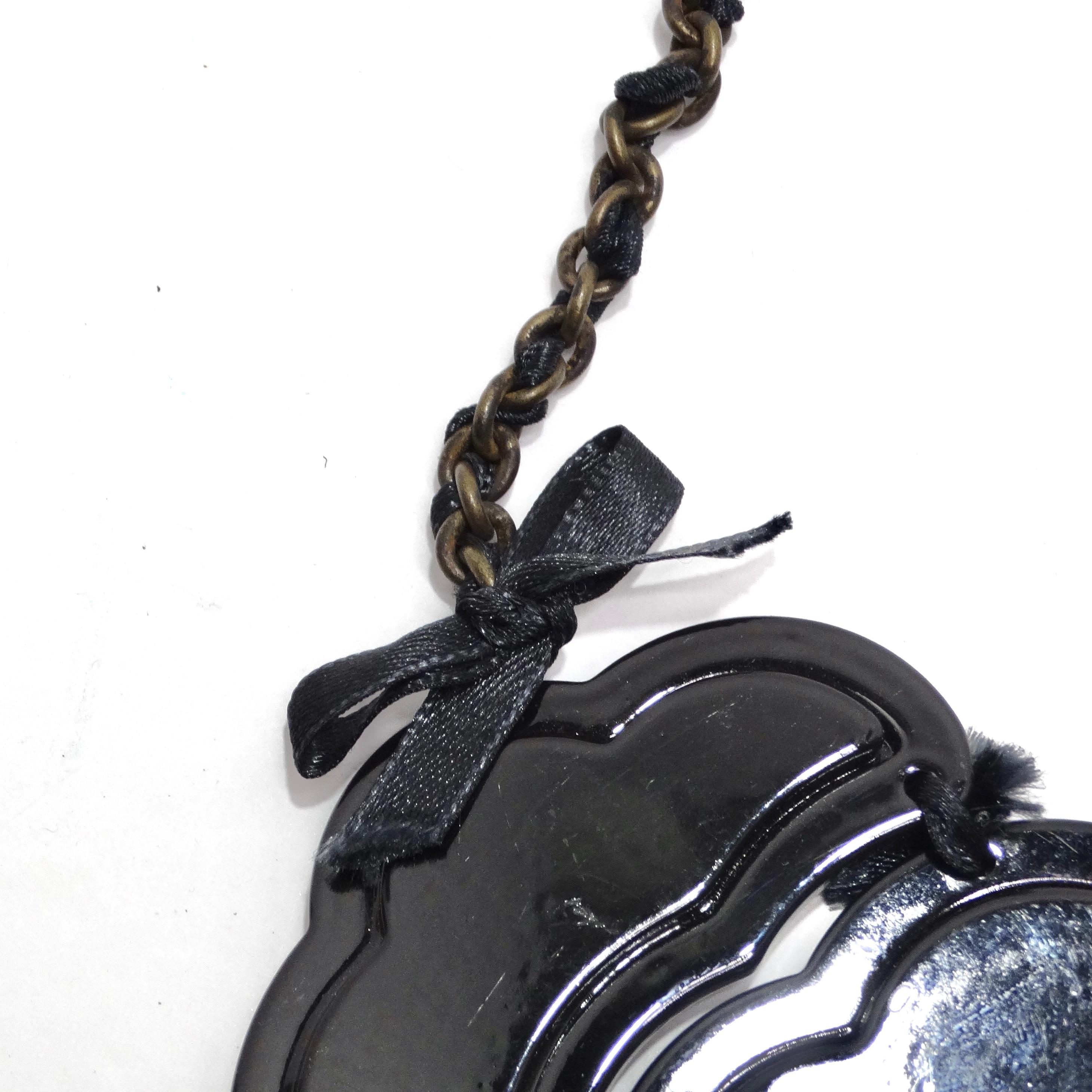 Women's or Men's Moschino 1990s Black Flower Necklace For Sale