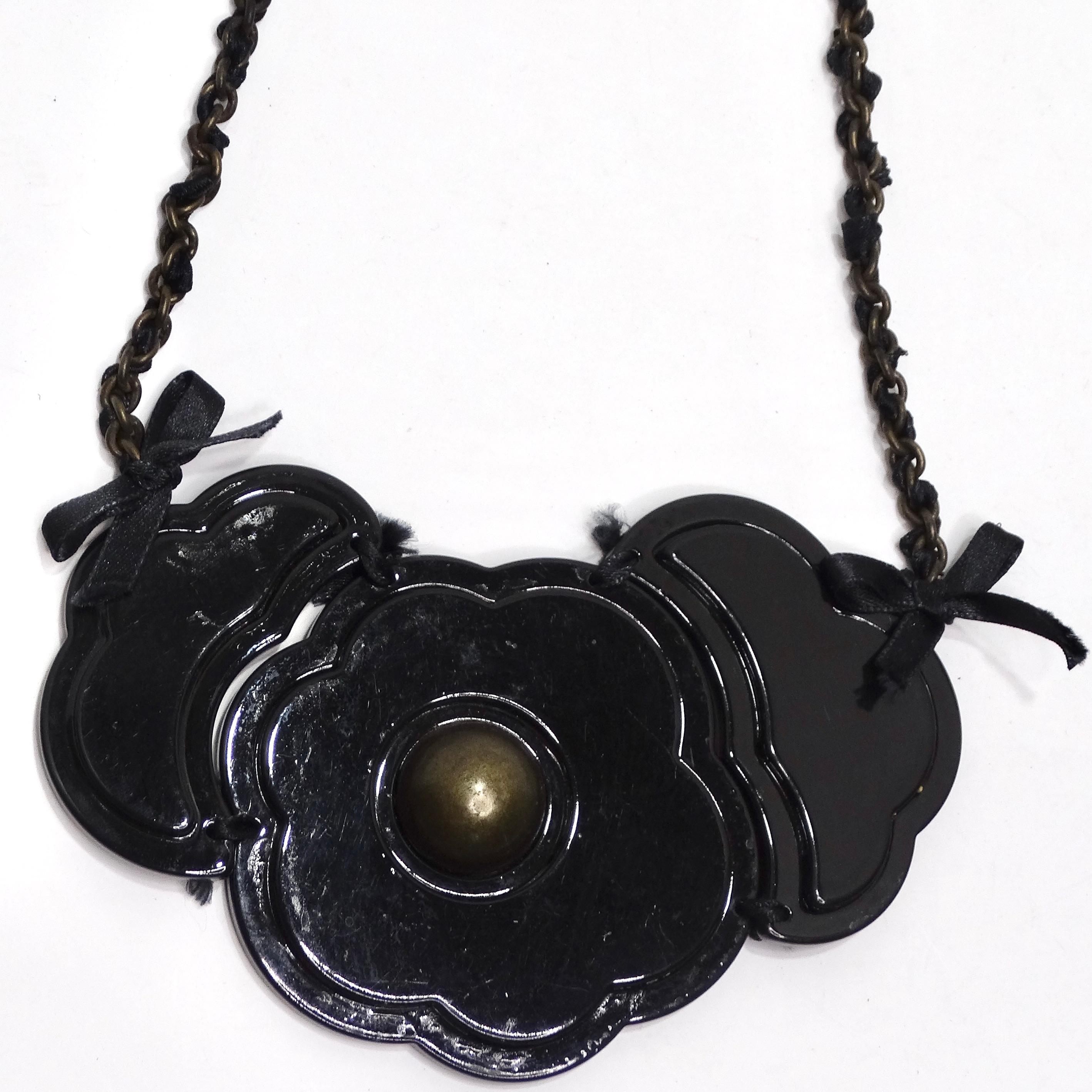 Moschino 1990s Black Flower Necklace For Sale 3