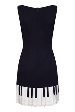 Moschino Black Shift Dress With Novelty Piano Key Hem, 1990s