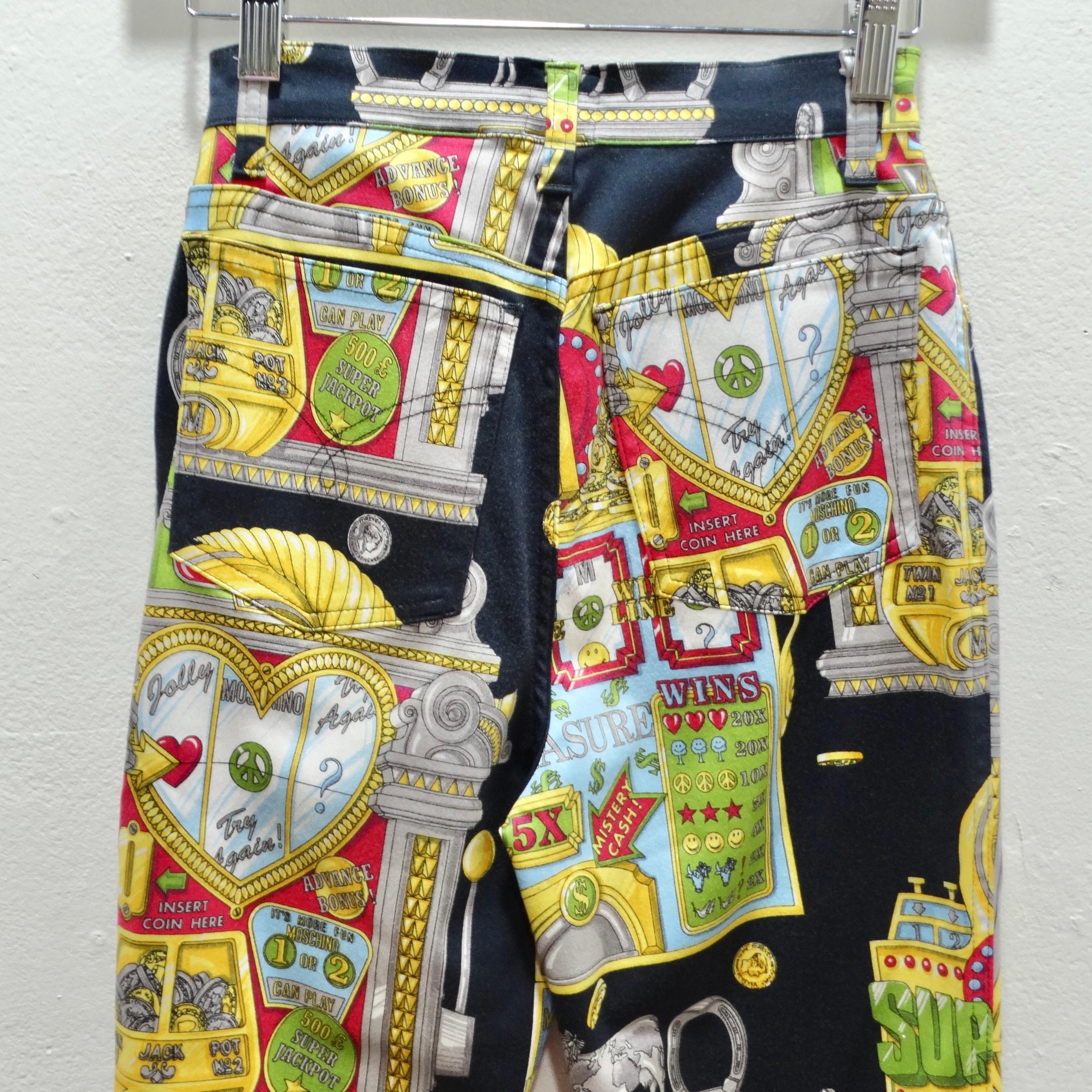 Moschino 1990s Casino Print Jeans For Sale 1