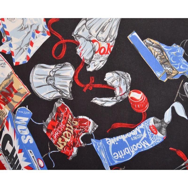 Moschino 1990's Coke & Toothpaste Crazy Cartoon Pattern silky long sleeve Shirt For Sale 1