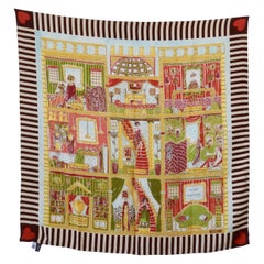 Moschino 1990s French Château Motif Silk Scarf