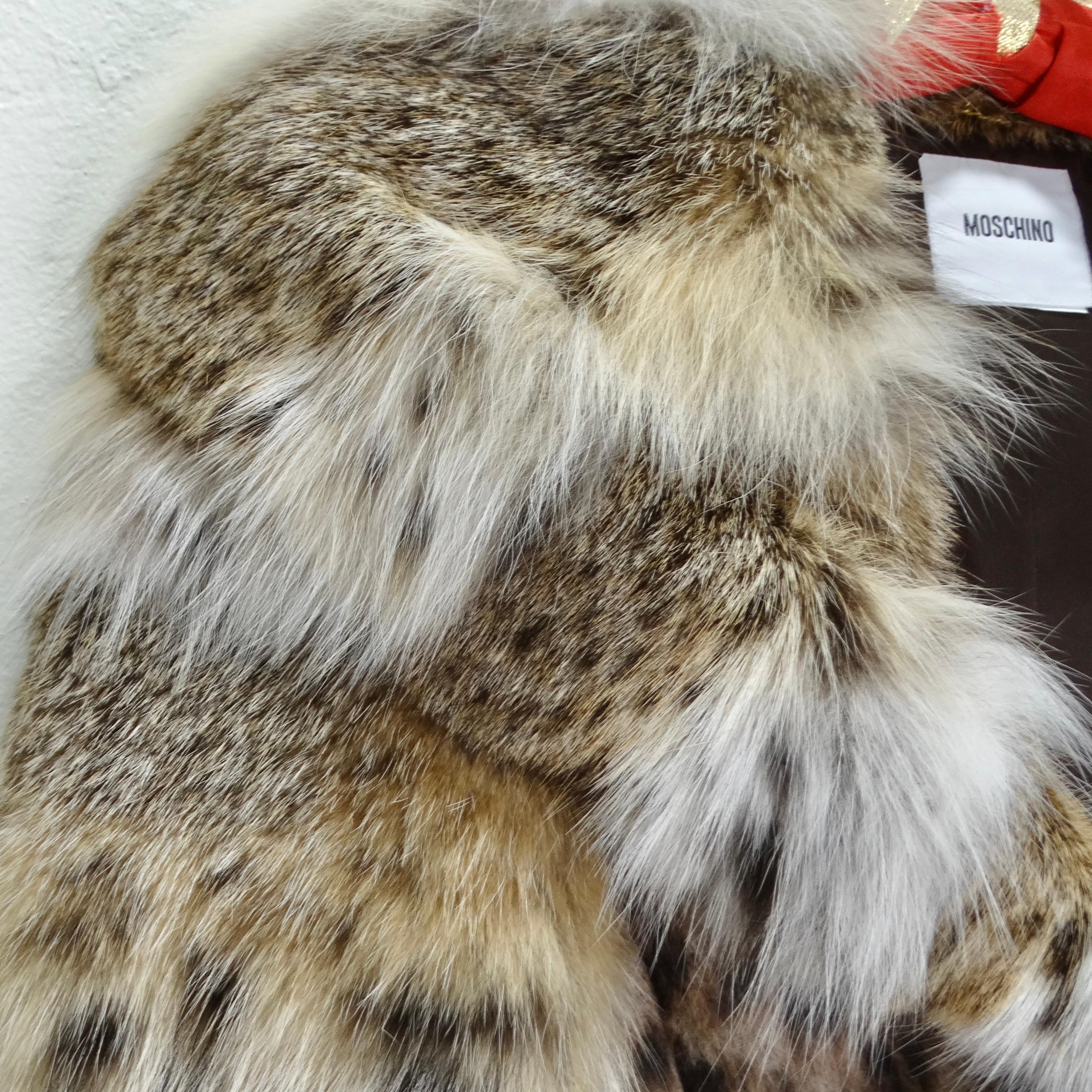 Veste en fourrure angora léopard Moschino des années 1990 Excellent état - En vente à Scottsdale, AZ