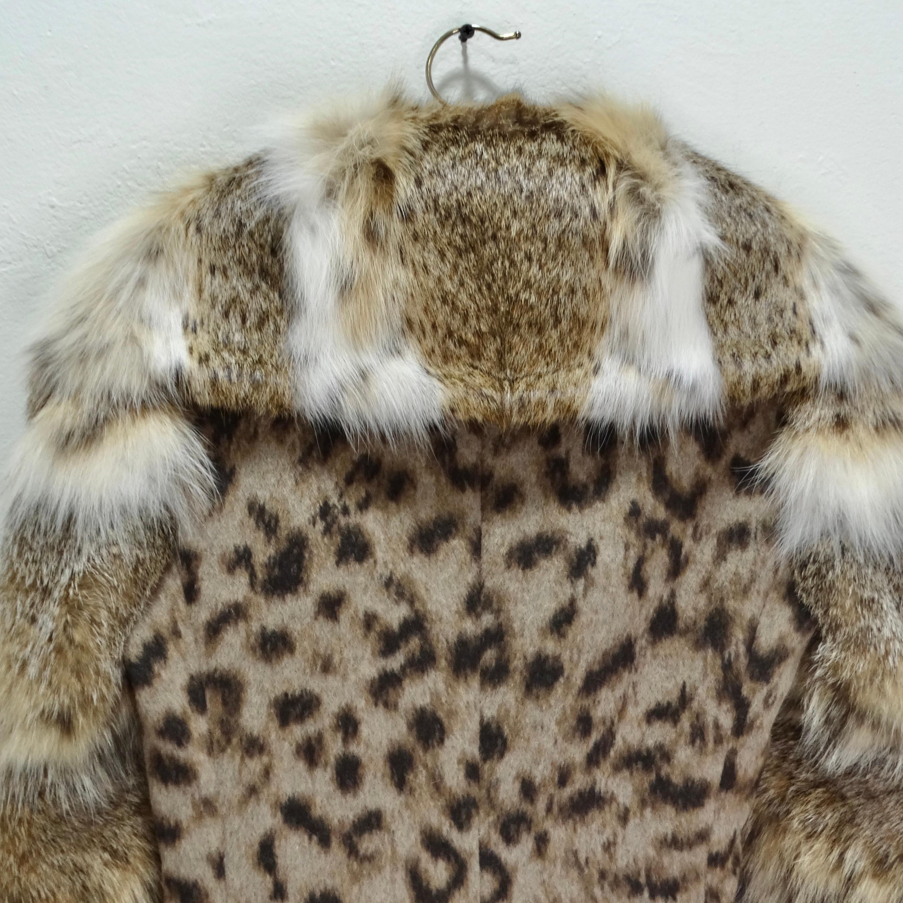 Moschino 1990s Leopard Angora Fur Jacket For Sale 1