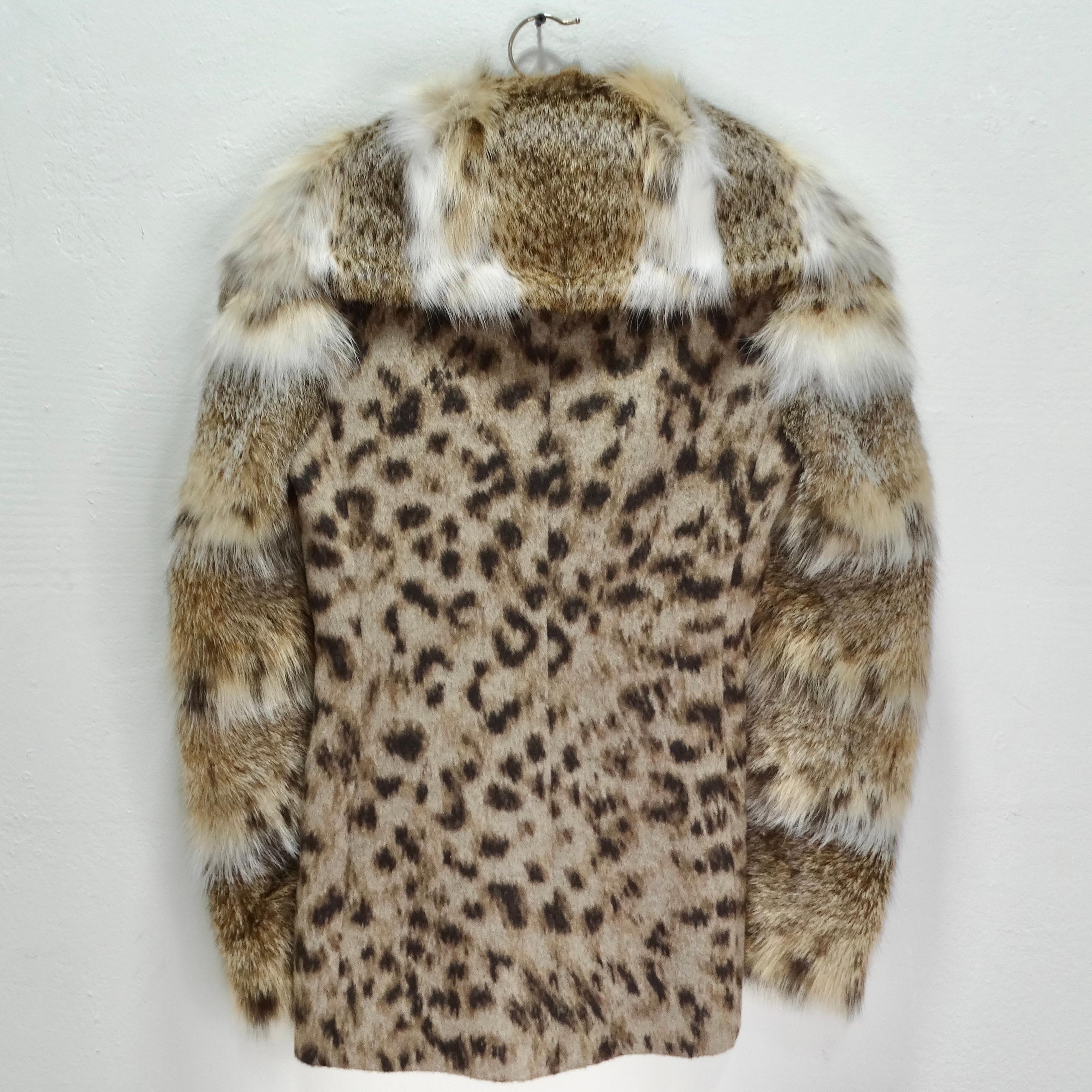 Moschino 1990s Leopard Angora Fur Jacket For Sale 2