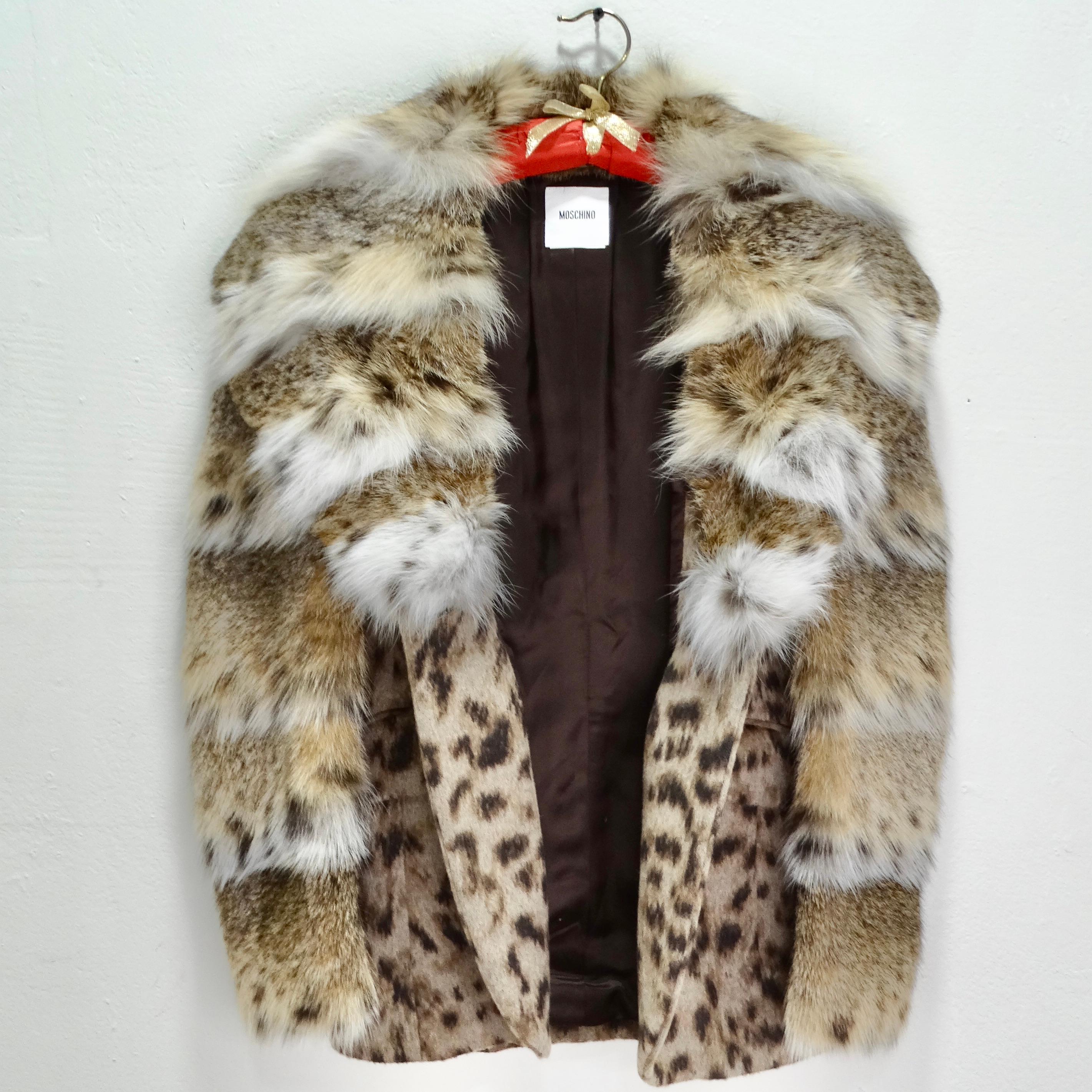 Veste en fourrure angora léopard Moschino des années 1990 en vente 4