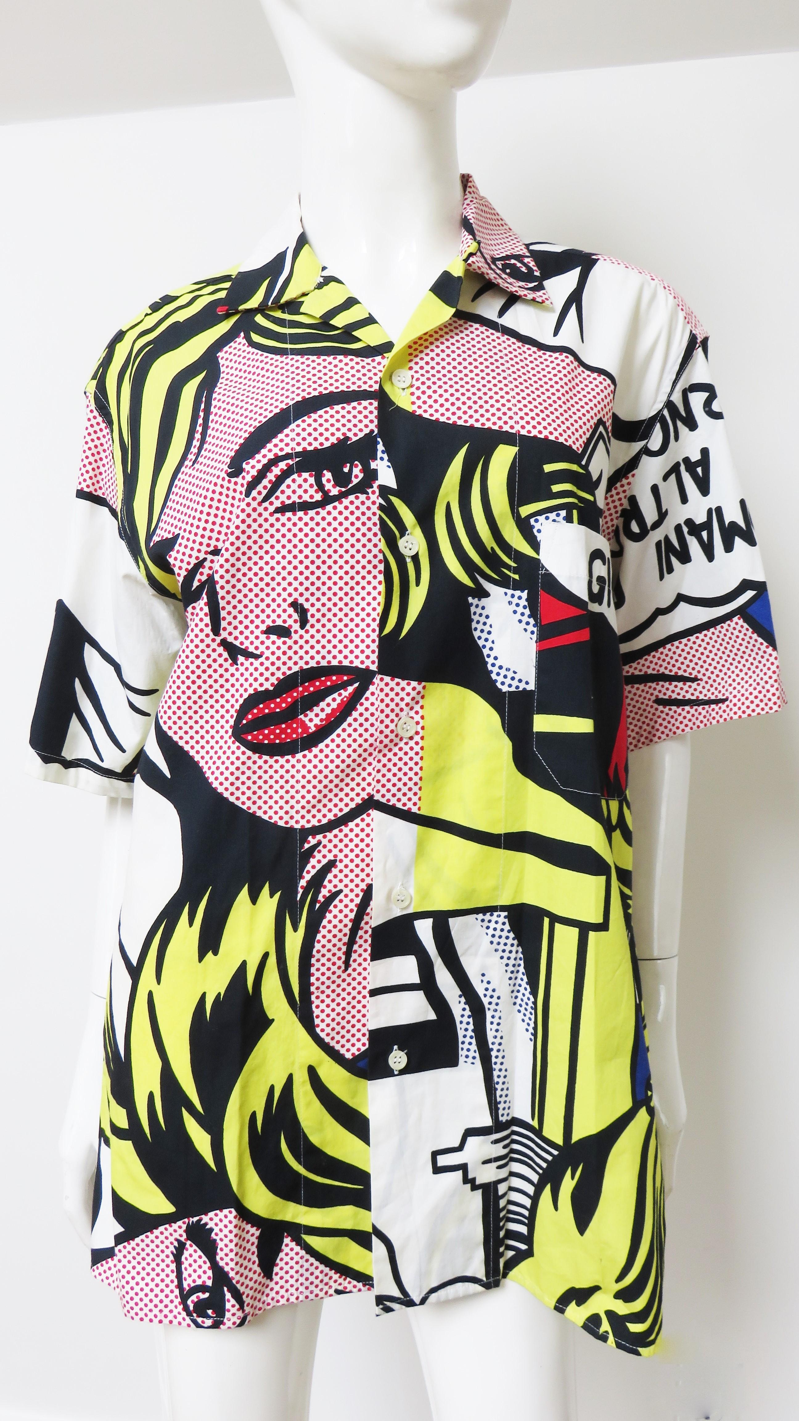 Women's or Men's Moschino 1990s Lichtenstein Comic Print Shirt  For Sale