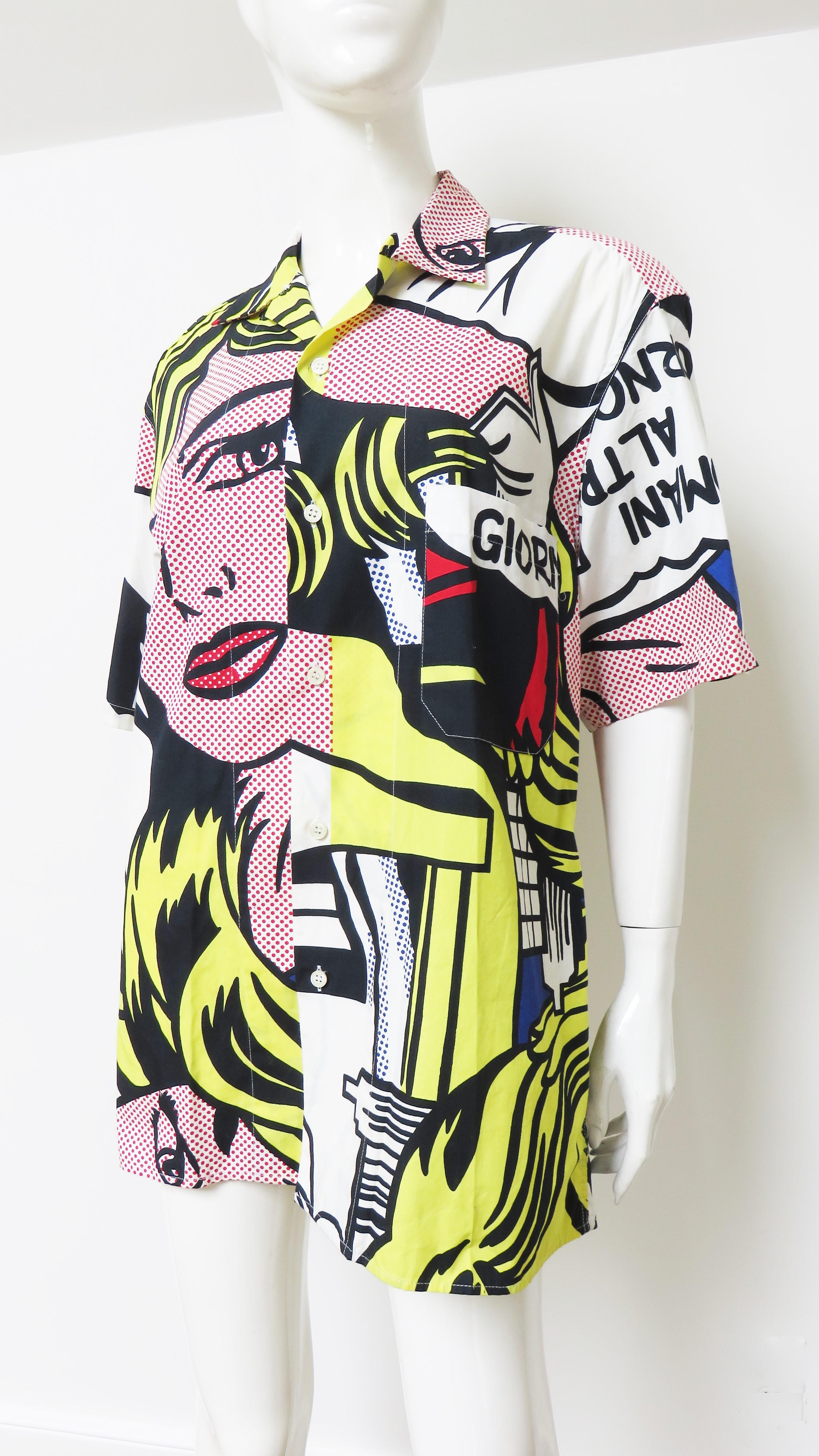 Moschino 1990er Lichtenstein Hemd mit Comic-Druck 3