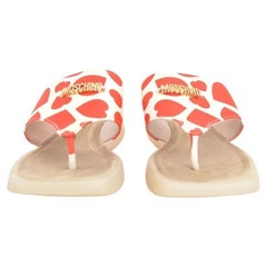 Moschino 1990's Spellout Red Vintage Heart Thong Sandals