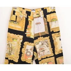 Moschino 1990's Vintage Baroque Frame Pattern Print High waisted Jeans