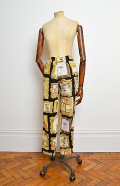 Moschino 1990's Vintage Baroque Frame Pattern Print High waisted Jeans
