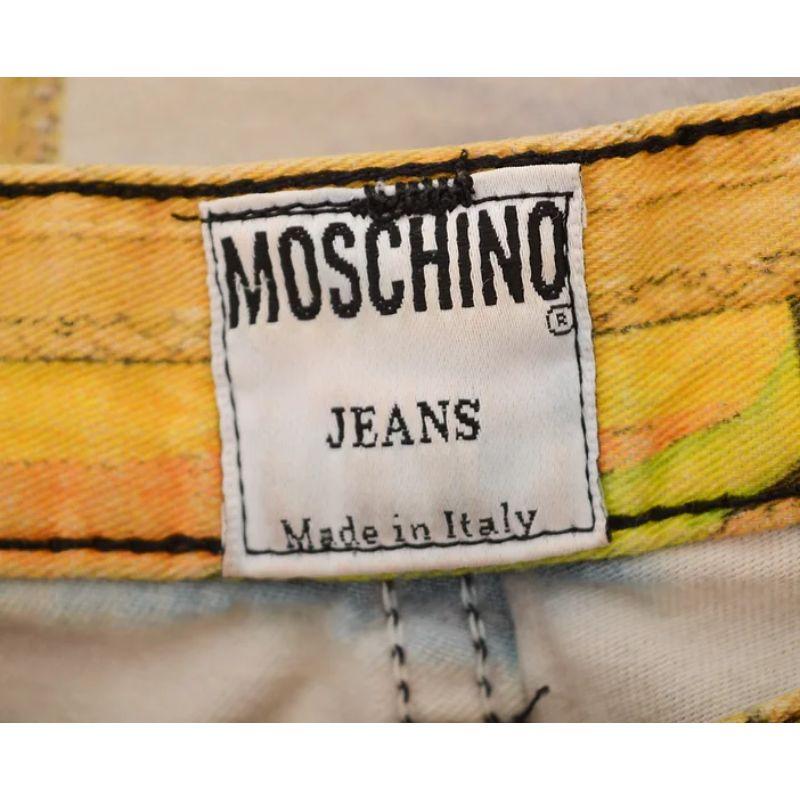 Moschino 1990's Vintage Baroque Frame Pattern Print High waisted Jeans For Sale 2