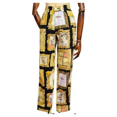 Moschino 1990's Vintage Baroque Frame Pattern Print High waisted Jeans