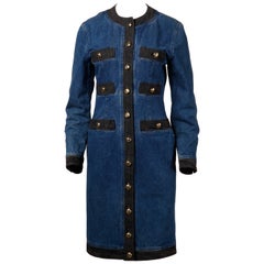 Moschino 1990s Vintage Black + Blue Denim Jeans Dress