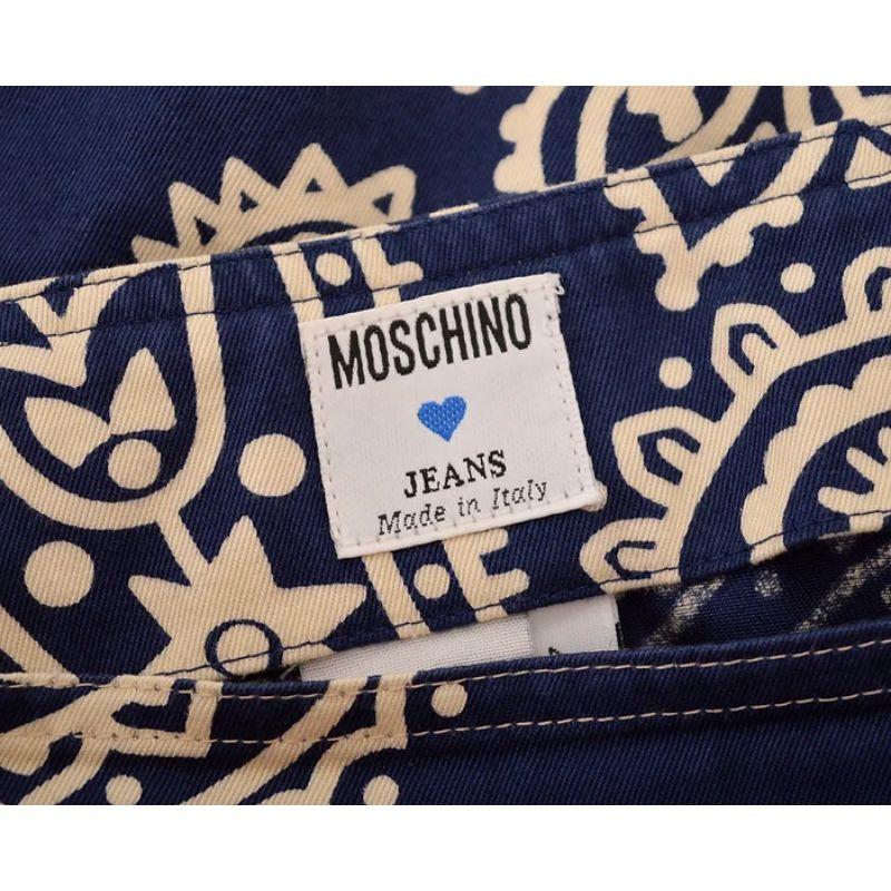 Moschino 1990's Vintage Blue Bandana Print Wrap around Mini Skirt For Sale 3
