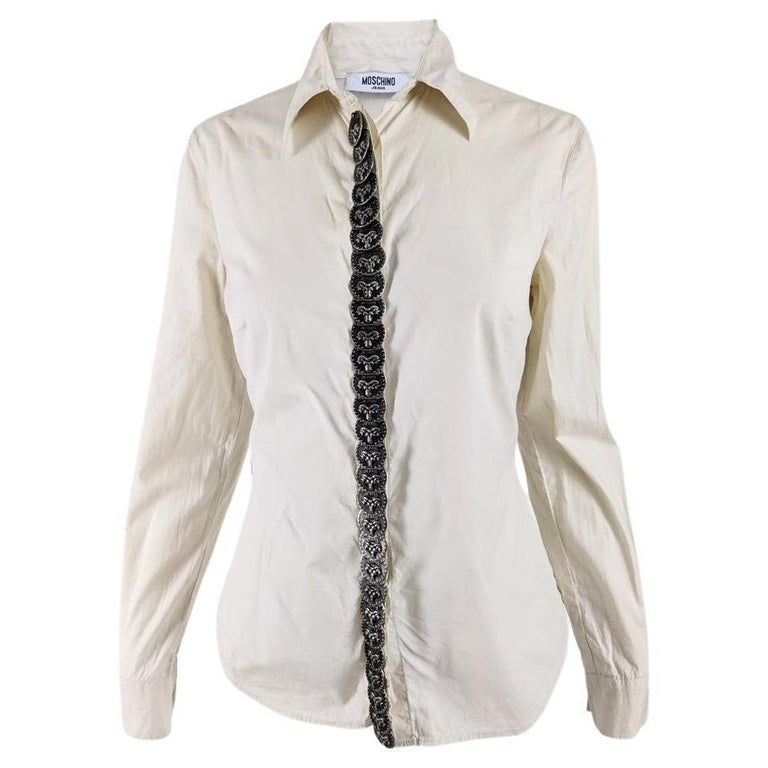 Chemise Western Femme Shyanne - Blanche Perle, Taille M - Style Boho, Rodeo, Y2k