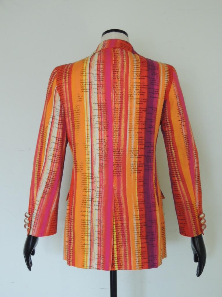 Moschino 1997 Cheap & Chic 'Recipe' Watercolor Stripe Print Jacket In Excellent Condition For Sale In Oakland, CA