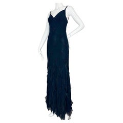 Vintage Moschino 1999 black beaded silk gown maxi dress