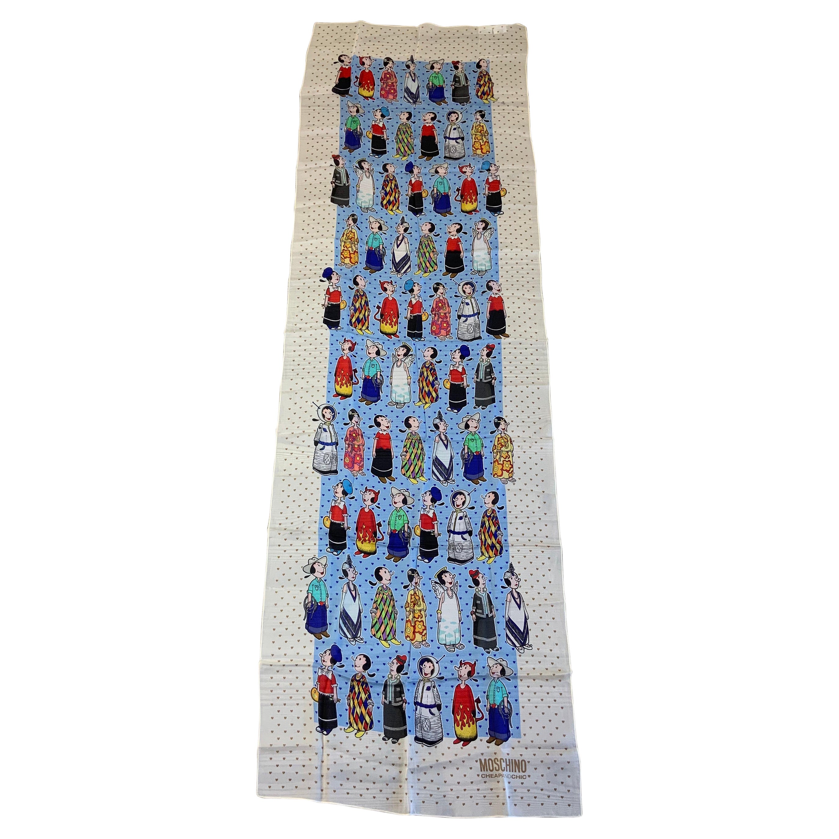 Moschino 2000 Cheap & Chic Olive Oyl Foulard Popeye Foulard