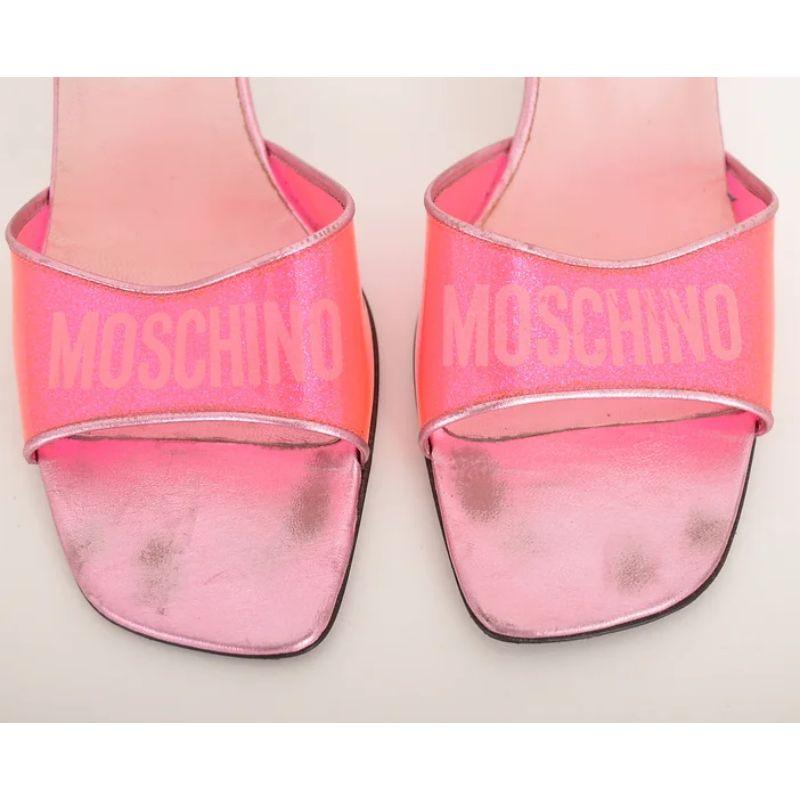 Moschino 2000's Spell out Pink Sparkly Barbie Kitten High Heels - shoes In Fair Condition For Sale In Sheffield, GB