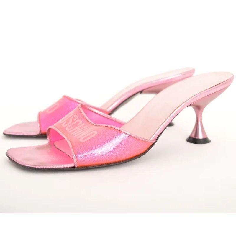 Women's Moschino 2000's Spell out Pink Sparkly Barbie Kitten High Heels - shoes For Sale