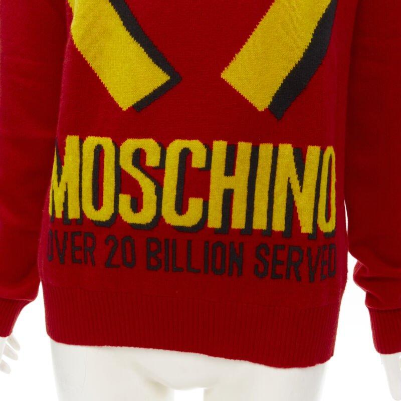 MOSCHINO 2014 Runway Fast Food red yellow McDonalds pullover S
Reference: ANWU/A00771
Brand: Moschino
Designer: Jeremy Scott
Collection: 2014 - Runway
Material: Feels like wool
Color: Red, Yellow
Pattern: Logomania
Extra Details: Fast food inspired