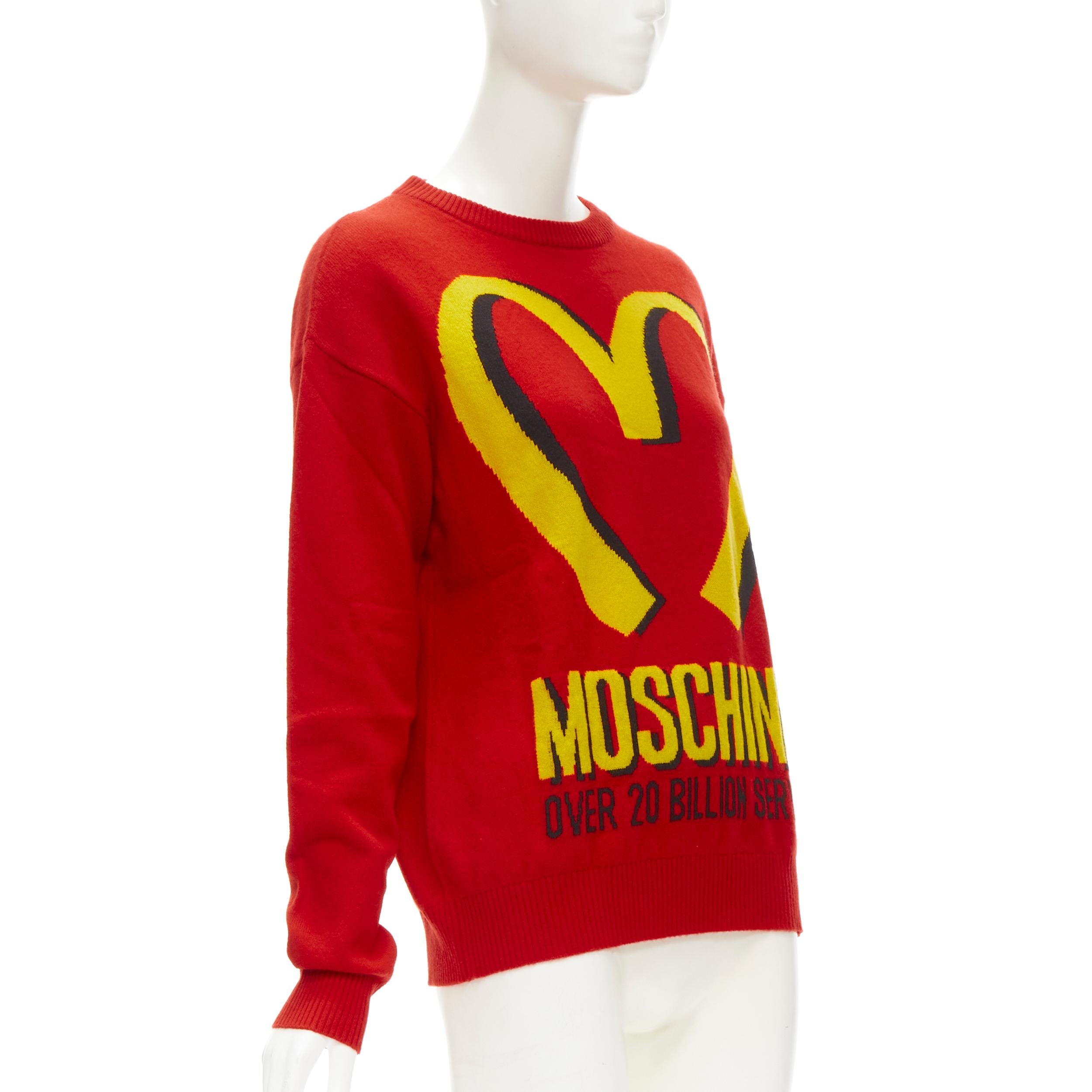 MOSCHINO 2014 Runway Fast Food red yellow McDonalds pullover S In Excellent Condition For Sale In Hong Kong, NT
