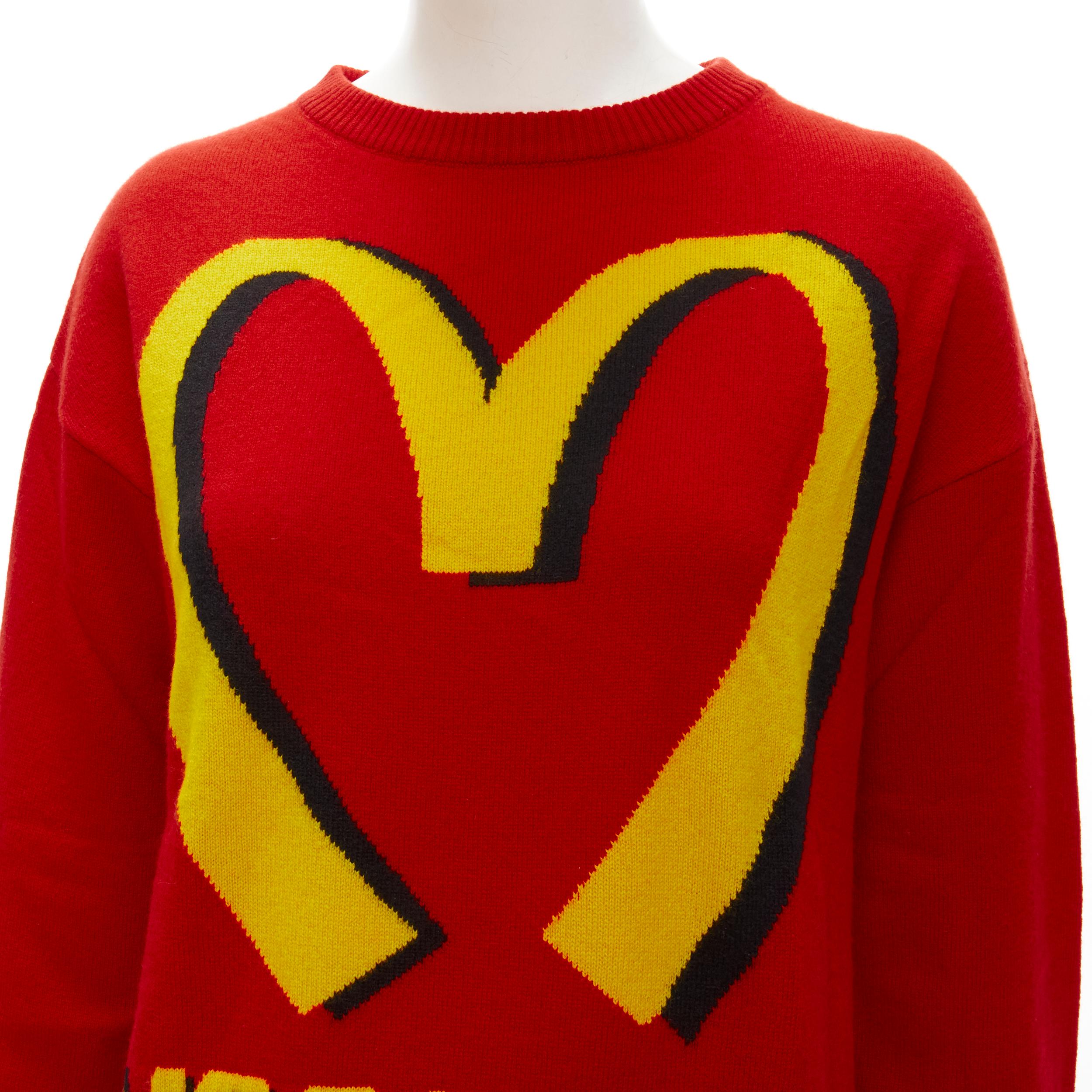 MOSCHINO 2014 Runway Fast Food red yellow McDonalds pullover S For Sale 3