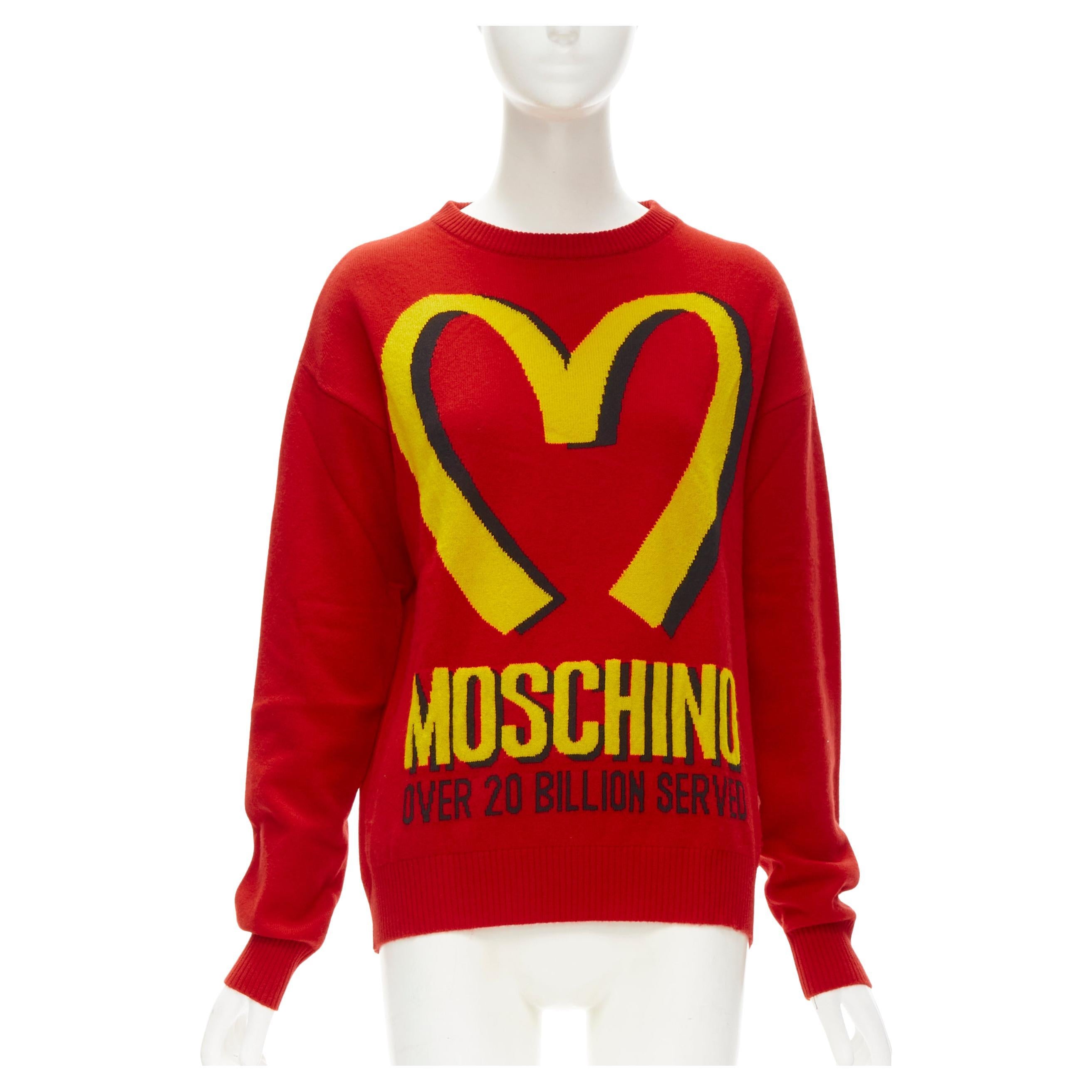 MOSCHINO 2014 Runway Fast Food red yellow McDonalds pullover S For Sale