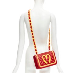 MOSCHINO 2014 Runway Mcdonalds Fast Food red yellow quilted crossbody flap bag