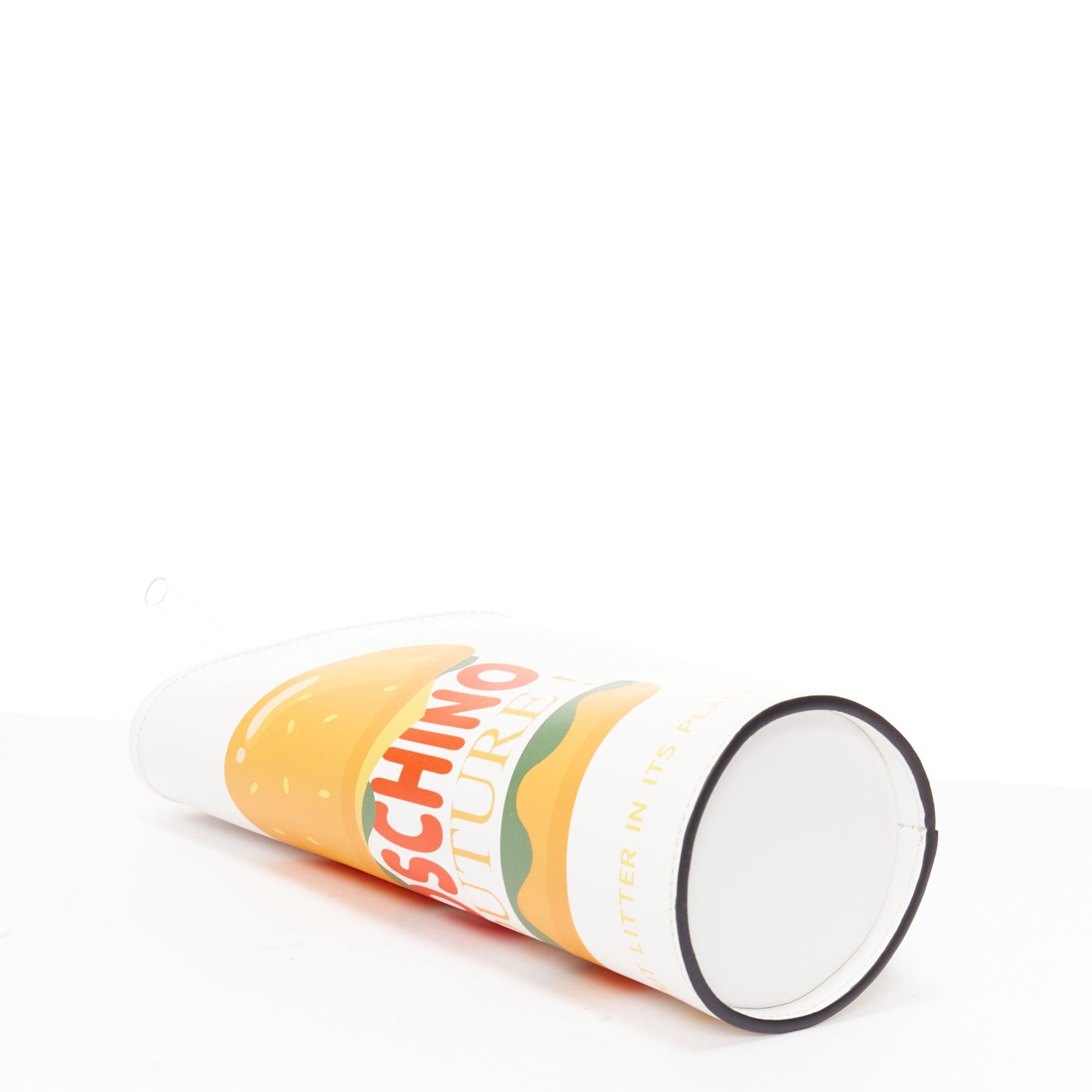 MOSCHINO 2022 Runway Jeremy Scott Burger Logo fast food cup zip clutch bag For Sale 1