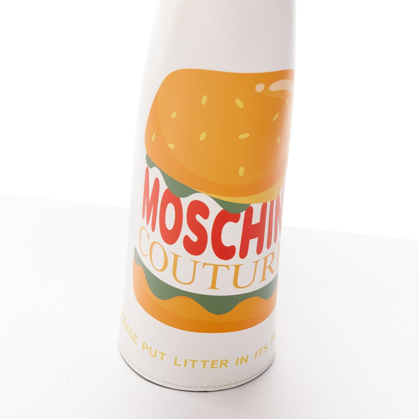 MOSCHINO 2022 Runway Jeremy Scott Burger Logo fast food cup zip clutch bag For Sale 2