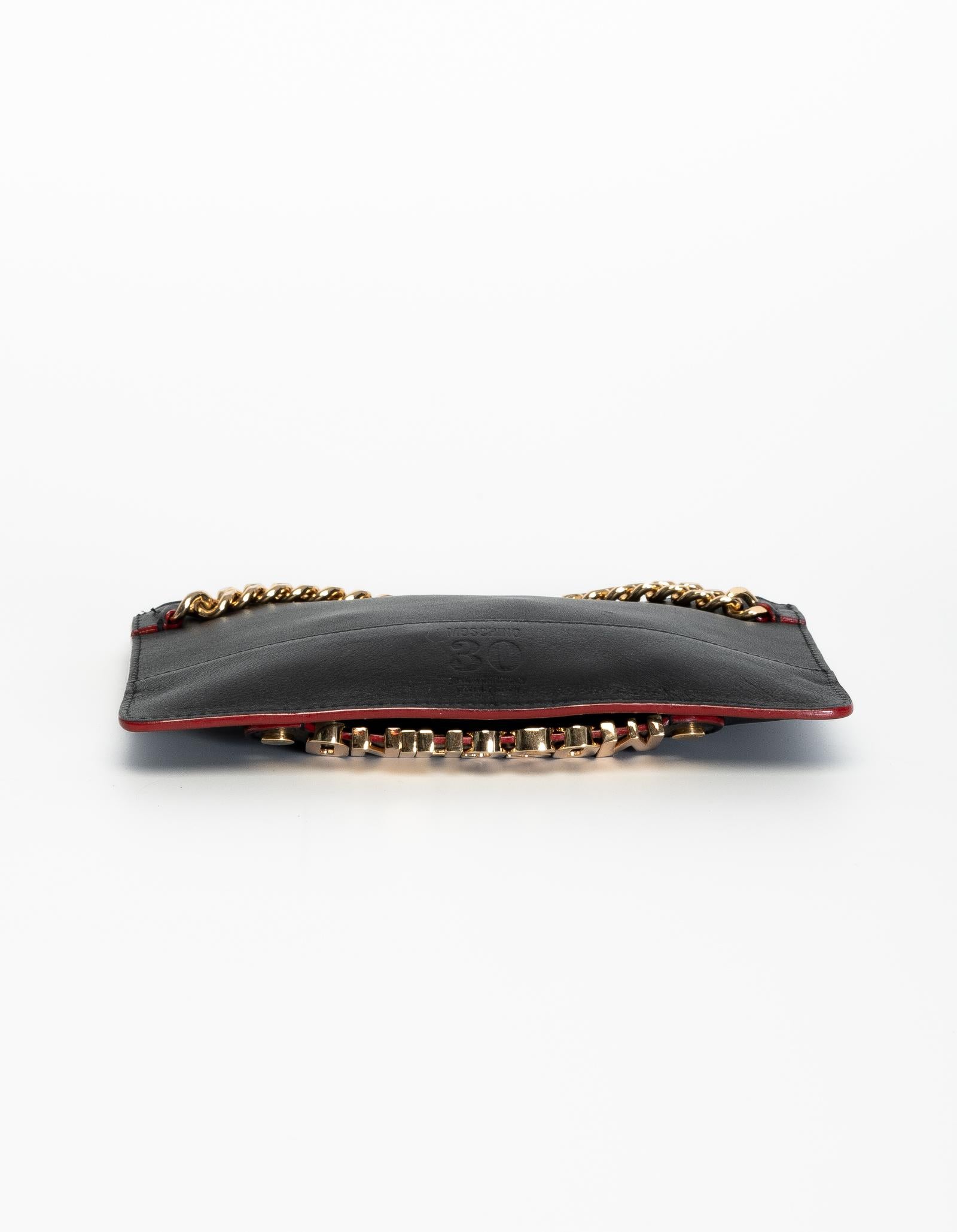 Moschino 30th Anniversary Black Leather Clutch In New Condition For Sale In Montreal, Quebec