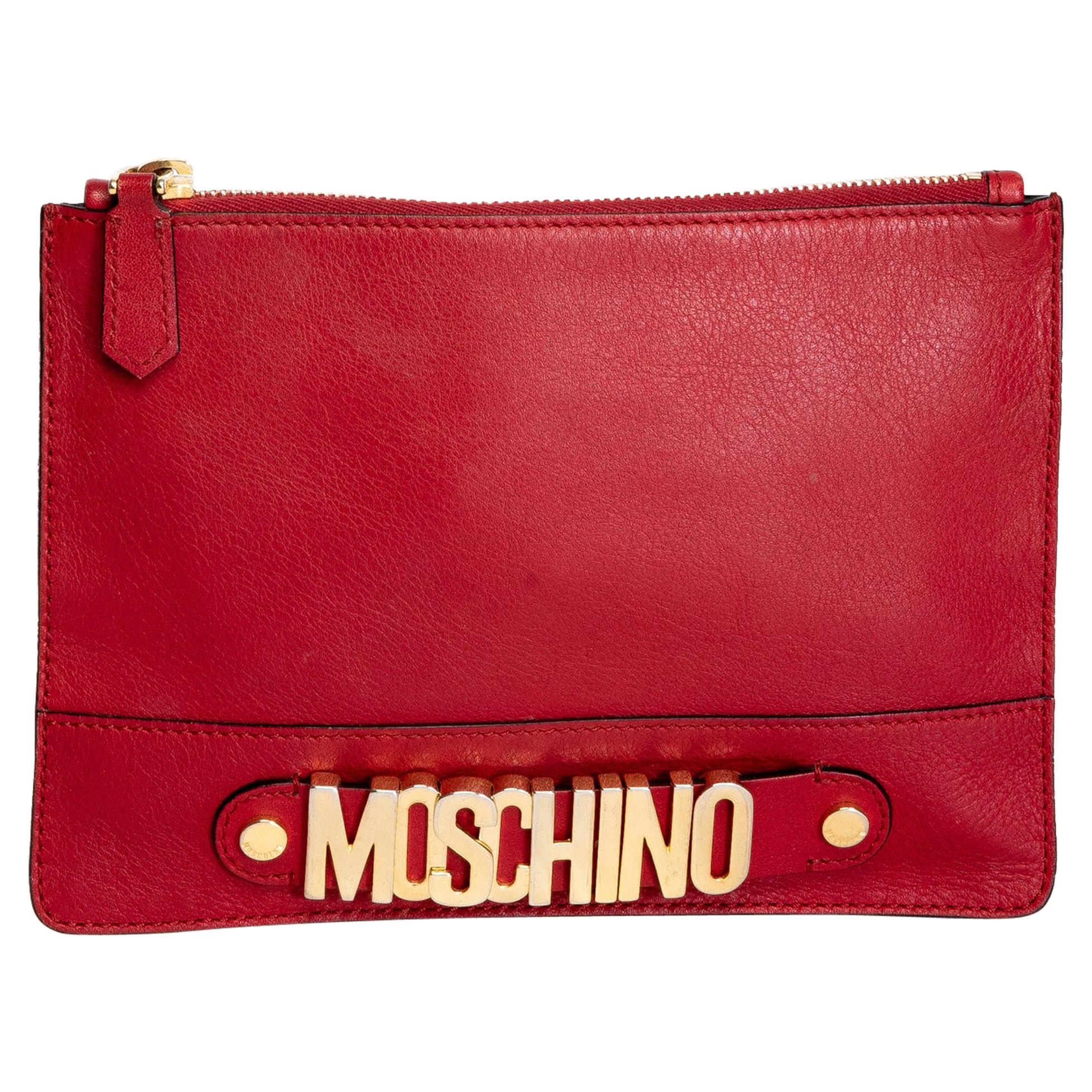 Moschino 30th Anniversary Red Leather Clutch For Sale