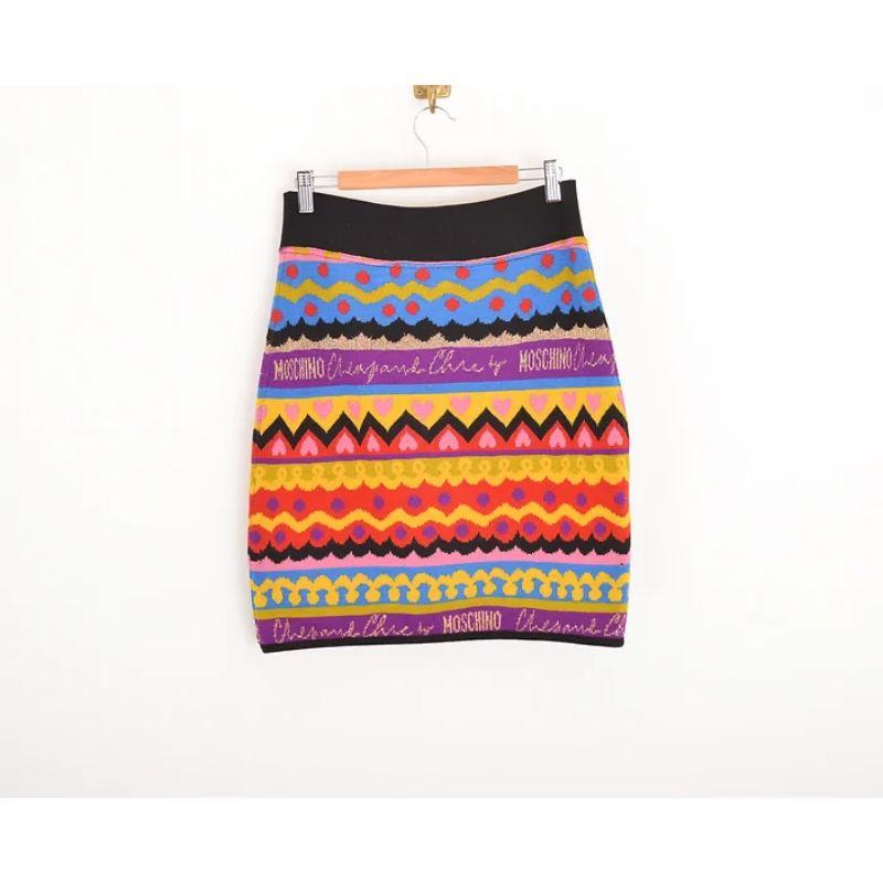 Brown Moschino 90's Cheap & Chic Woven Knit Colourful Pencil Skirt For Sale