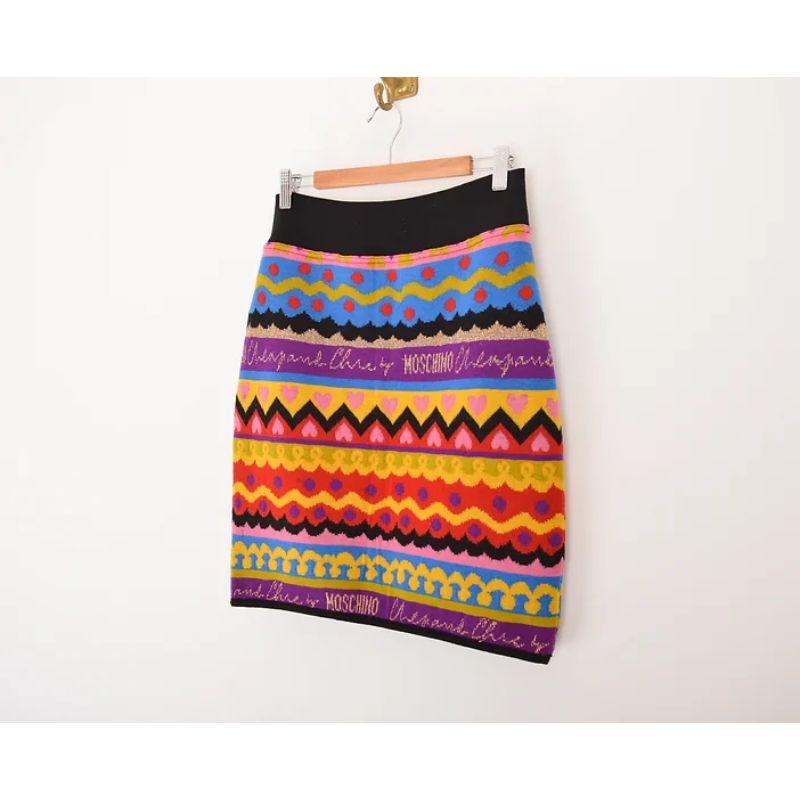 Moschino 90's Cheap & Chic Woven Knit Colourful Pencil Skirt In Good Condition For Sale In Sheffield, GB