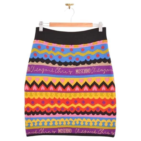 Moschino 90's Cheap & Chic Woven Knit Colourful Pencil Skirt For Sale