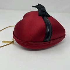 Moschino Amy Weinhouse Red Satin Bow Tie Heart Hand Cuff Bag
