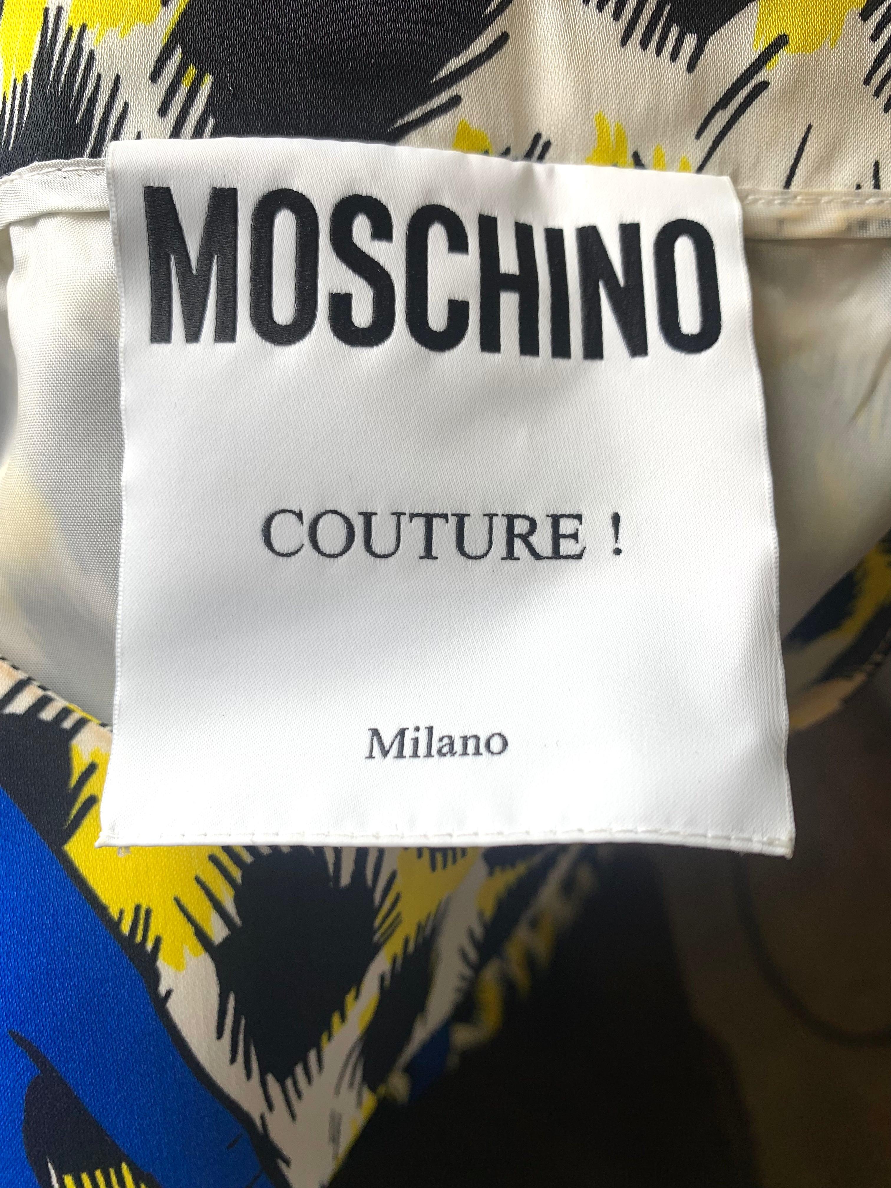 Moschino Animal & Hand Pop Art Print Dress, 2010s In Excellent Condition For Sale In Los Angeles, CA