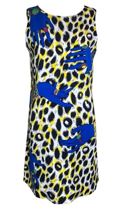 Vestido Moschino Animal & Hand Pop Art Print, 2010s