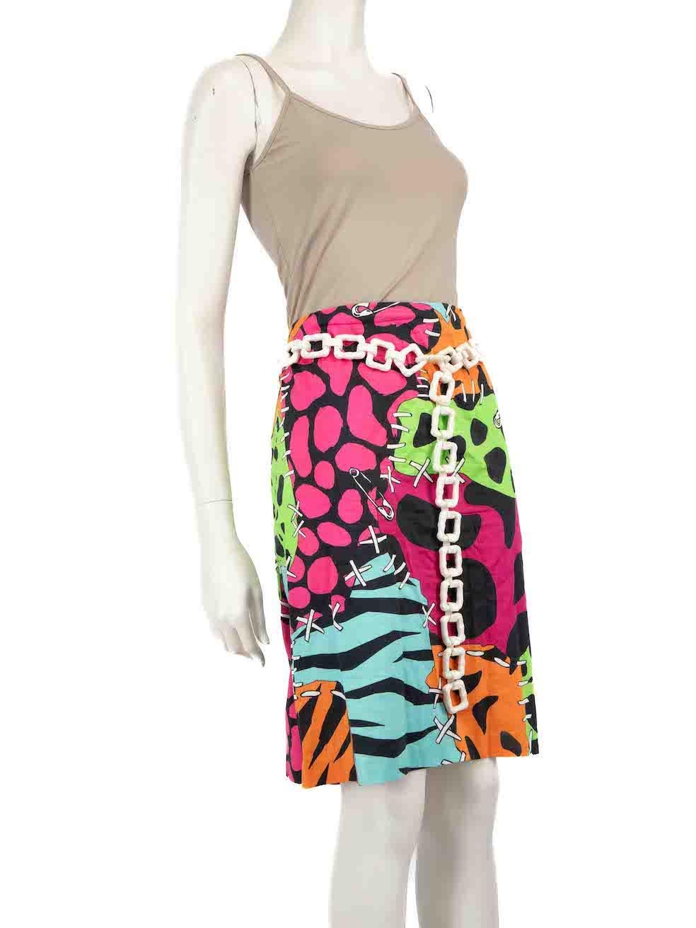 CONDITION is Very good. Minimal wear to the skirt is evident. Minimal wear to the skirt is seen on the back internal lining with discolouration marks on this used Moschino Cheap & Chic designer resale item.
 
 
 
 Details
 
 
 Multicolour
 
 Cotton
