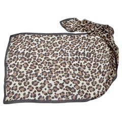 Moschino Animal Print Silk Stole, Made in Italy, in Neutral Brown and Tan